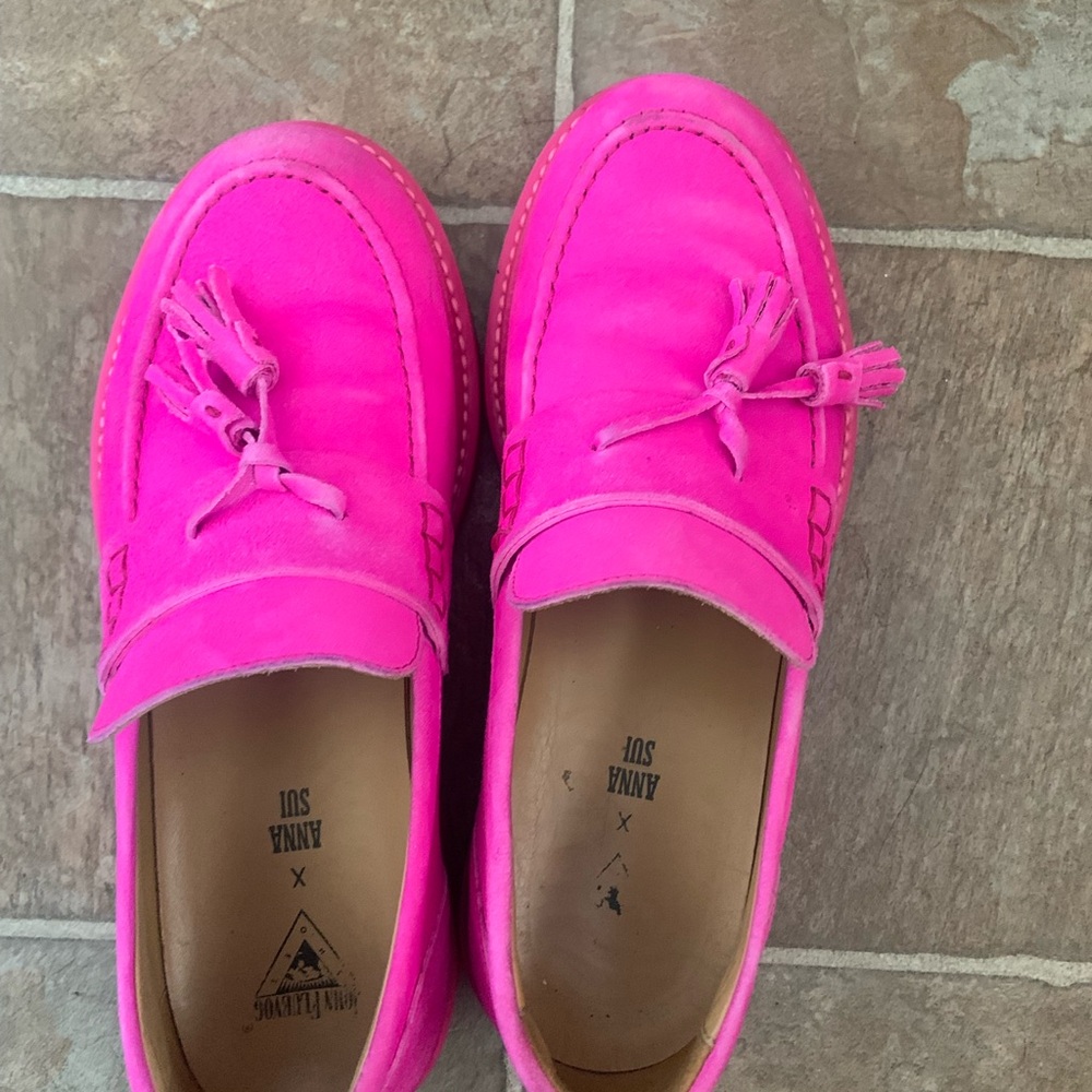 John Fluevog Pink Tassel Loafers